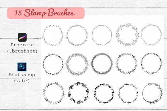 15 Wreath Brushes Procreate, Photoshop