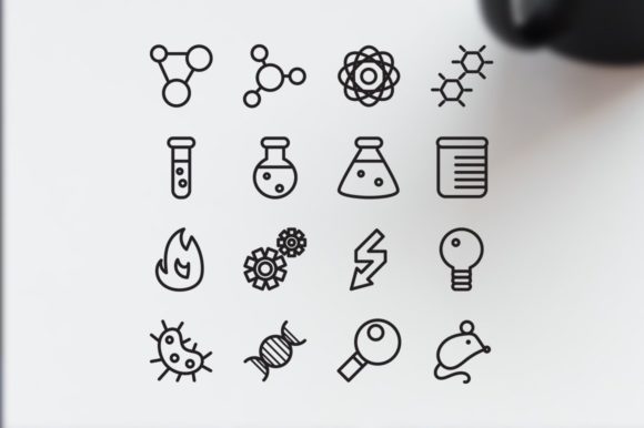 16 Science Icons for Creative and Professional Use