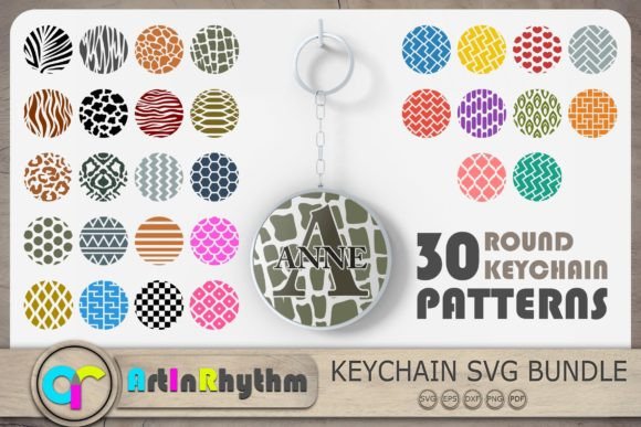Animals Round Pattern Keychain Bundle: A Versatile Design Solution for Creative Projects