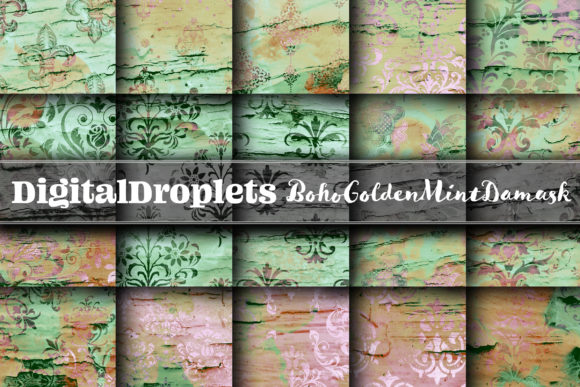 BohoGoldenMint Damask Collection: Elevate Your Creative Projects with Timeless Elegance