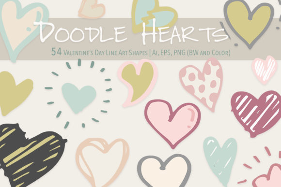 Doodle Hearts Valentines Element Bundle: A Creative Resource for Designers and Crafters
