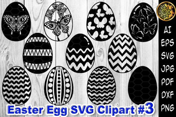 Easter Egg SVG Silhouette Clipart V.3 for Creative DIY Projects
