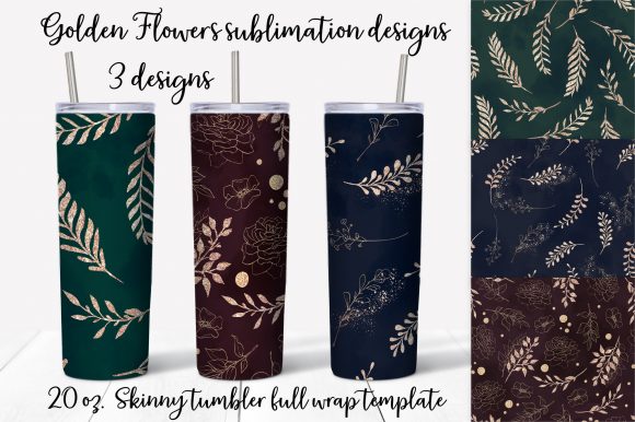 Golden Flowers Sublimation Design