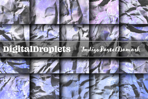 Indigo Pastel Damask Paper Collection