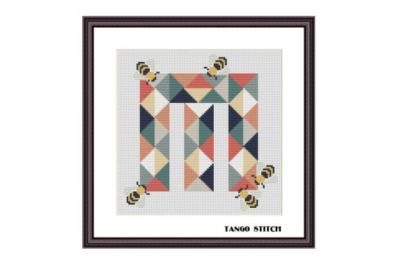 Letter M Cute Bee Nursery Cross Stitch
